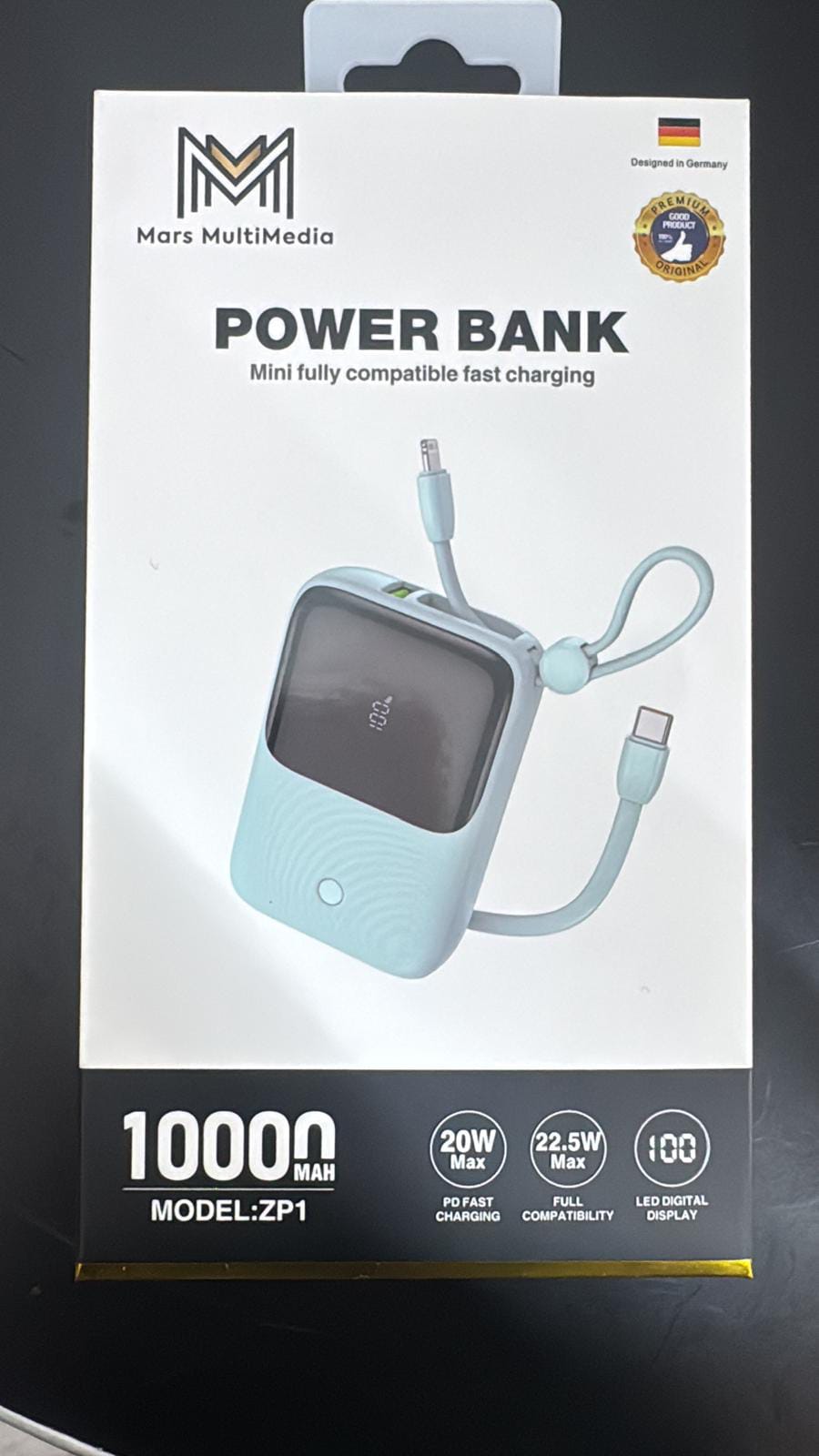 Mars MultiMedia 10000mAh Mini Fast Charging Power Bank (20W PD / 22.5W QC) - Model: ZP1