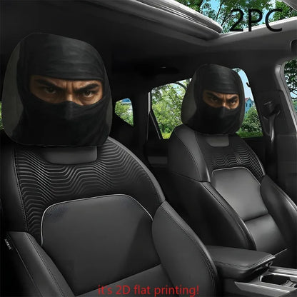 Funny Cartoon Car Headrest Covers – 2PCS Universal Fit for Cars, SUVs, and Trucks with soft polyester design