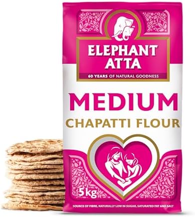 Elephant Atta Medium Chapatti Flour 5kg – Atta Flour for Roti, Naan & Chapattis