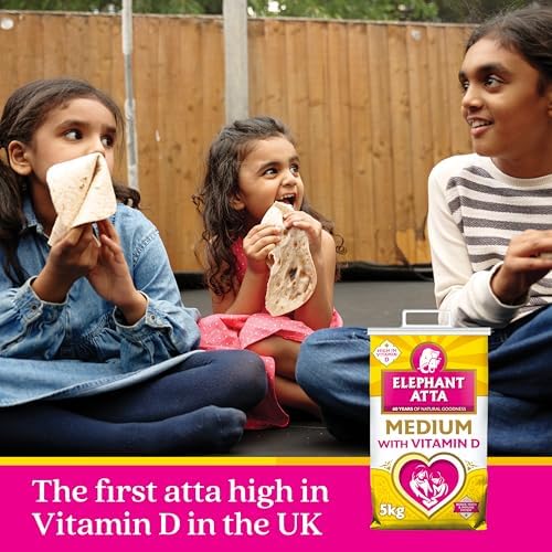 Elephant Atta Medium Atta Flour with Vitamin D 5kg – Chapatti, Roti & Naan Flour