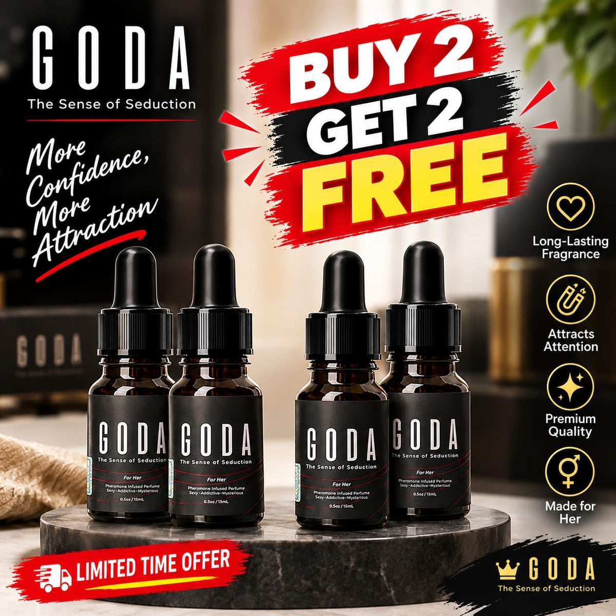 Goda The irresistible scent that amplifies you, and draws her in