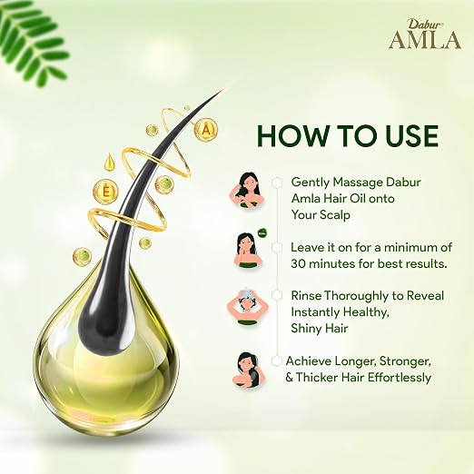 Dabur Amla Hair Oil 200ml | 10X Stronger Hair | Enriched with Amla, Natural Oils & Vitamin A & E | For Long, Strong & Dark Hair | Hydrates Scalp | Natural Care
