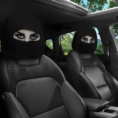 Funny Cartoon Car Headrest Covers – 2PCS Universal Fit for Cars, SUVs, and Trucks with soft polyester design