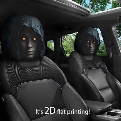Funny Cartoon Car Headrest Covers – 2PCS Universal Fit for Cars, SUVs, and Trucks with soft polyester design
