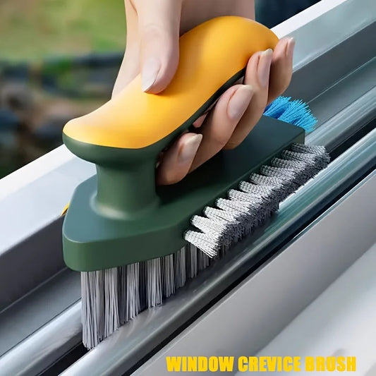 4 in 1 Cleaning Brush used for cleaning window crevices and grooves for effective dirt removal.