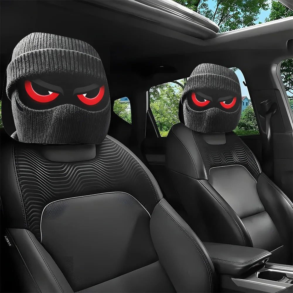 Funny Cartoon Car Headrest Covers – 2PCS Universal Fit for Cars, SUVs, and Trucks with soft polyester design