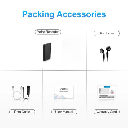 Ultra-Thin Tiny Mini Voice Recorder 4-32GB Digtal Professional Sound Activated Dictaphone Noise Reduce Record 8GB MP3 Player
